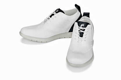 CALTO - X2212 - 2.4 Inches Taller (White/Black) - Lace Up Casual Walker - Lightweight - Triathlete Store