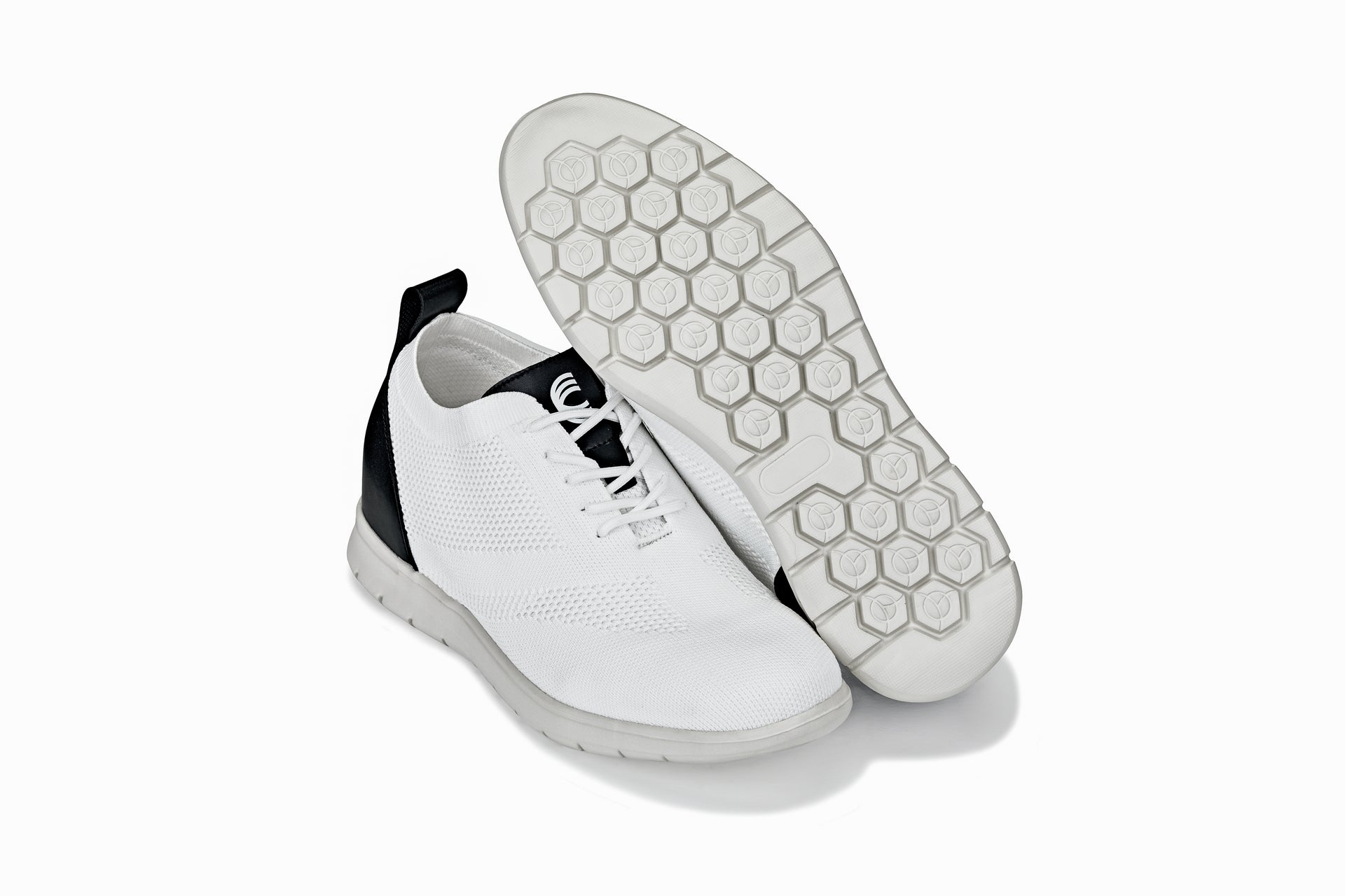 CALTO - X2212 - 2.4 Inches Taller (White/Black) - Lace Up Casual Walker - Lightweight - Triathlete Store