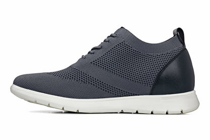 CALTO - X2213 - 2.4 Inches Taller (Moon Gray/Black) - Lace Up Casual Walker - Lightweight - Triathlete Store