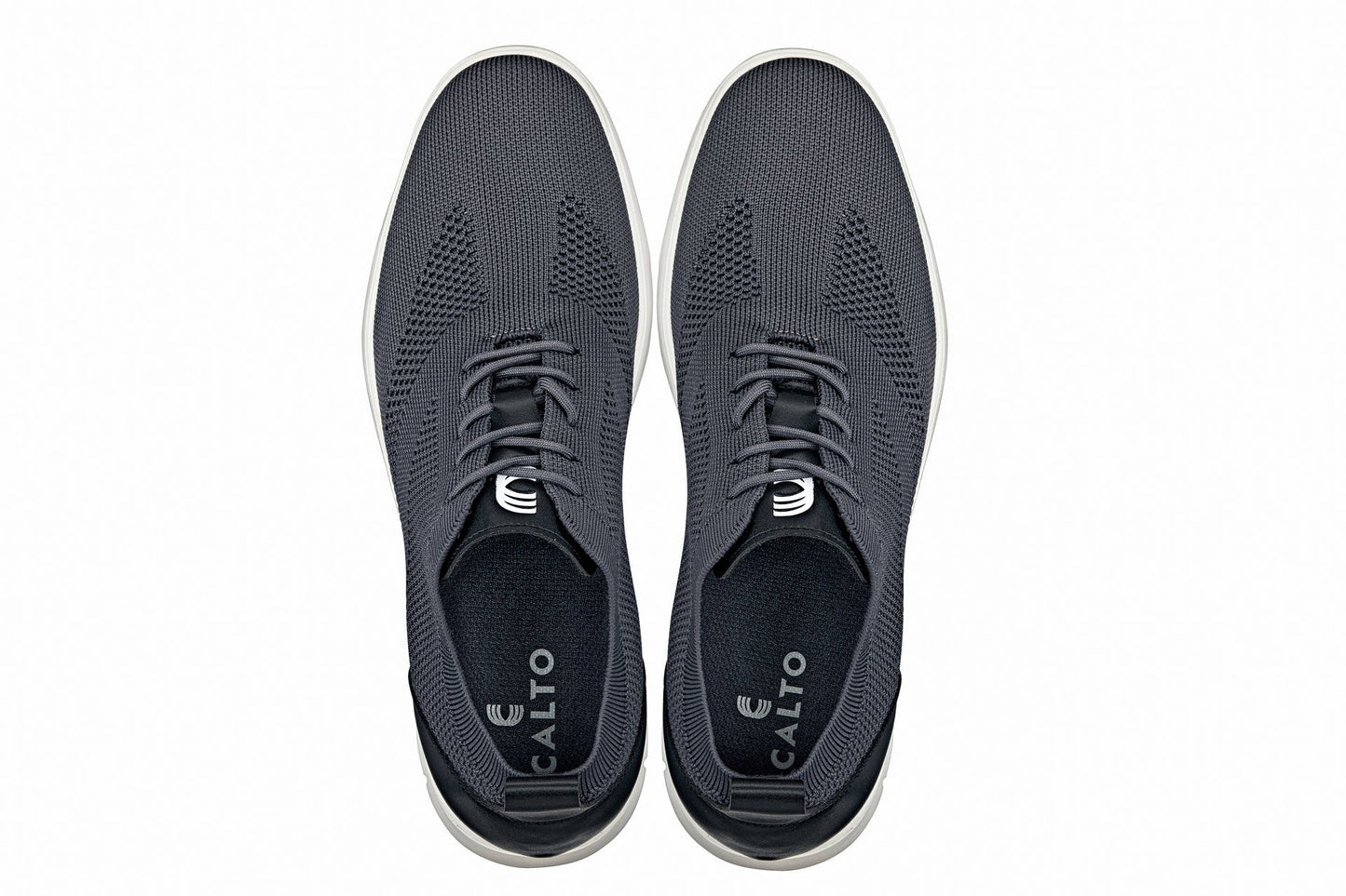 CALTO - X2213 - 2.4 Inches Taller (Moon Gray/Black) - Lace Up Casual Walker - Lightweight - Triathlete Store