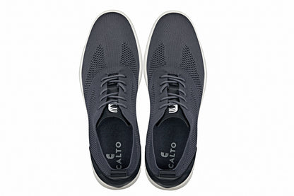 CALTO - X2213 - 2.4 Inches Taller (Moon Gray/Black) - Lace Up Casual Walker - Lightweight - Triathlete Store