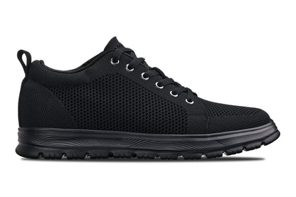 CALTO - X2320 - 2.4 Inches Taller (Black/Black Sole) - Lace Up Casual Sneaker - Lightweight - Triathlete Store