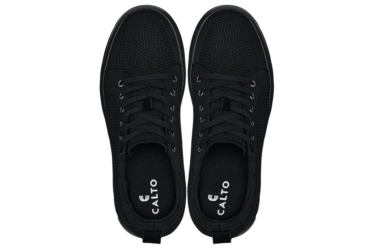 CALTO - X2320 - 2.4 Inches Taller (Black/Black Sole) - Lace Up Casual Sneaker - Lightweight - Triathlete Store
