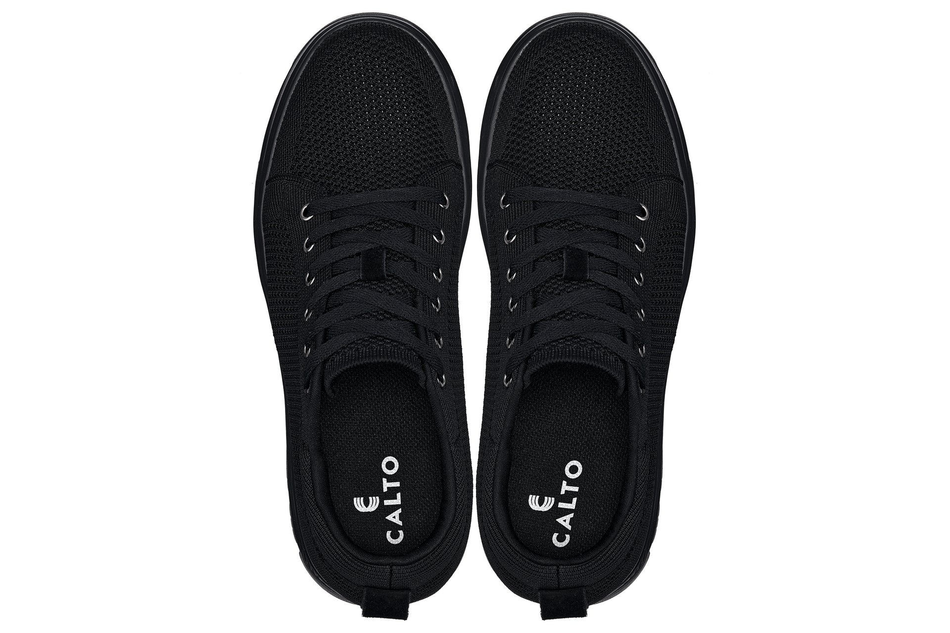 CALTO - X2320 - 2.4 Inches Taller (Black/Black Sole) - Lace Up Casual Sneaker - Lightweight - Triathlete Store