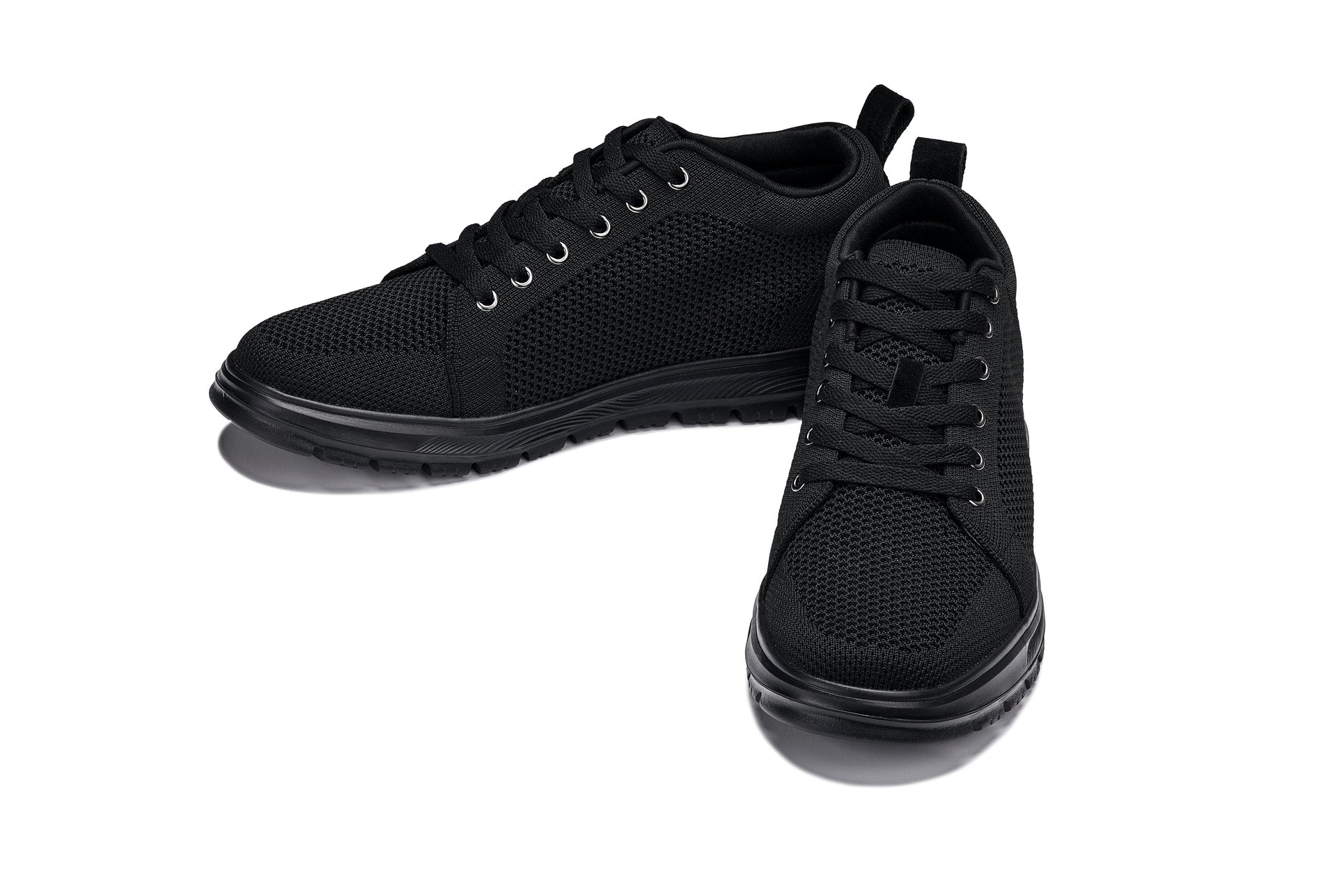 CALTO - X2320 - 2.4 Inches Taller (Black/Black Sole) - Lace Up Casual Sneaker - Lightweight - Triathlete Store