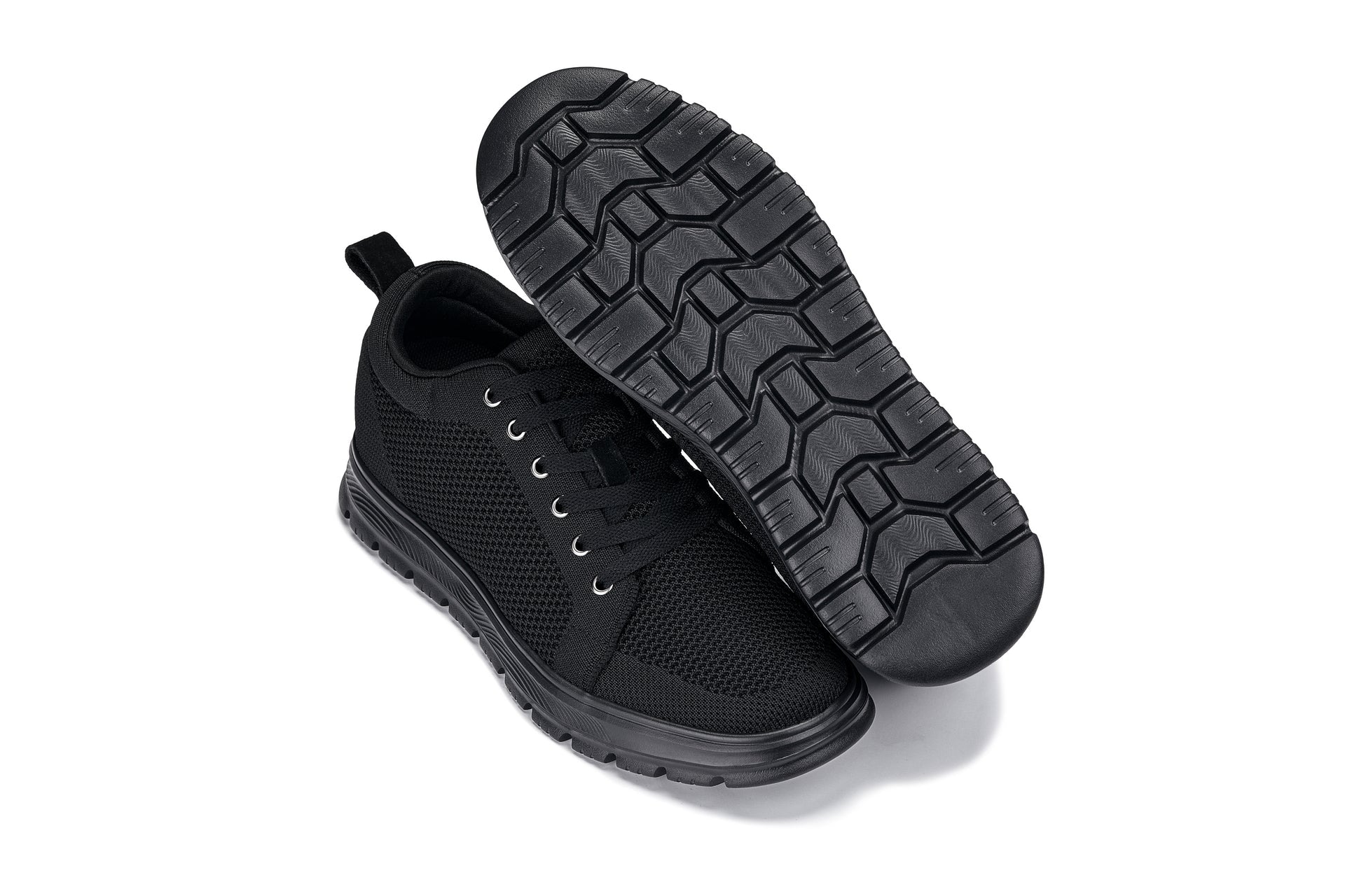 CALTO - X2320 - 2.4 Inches Taller (Black/Black Sole) - Lace Up Casual Sneaker - Lightweight - Triathlete Store