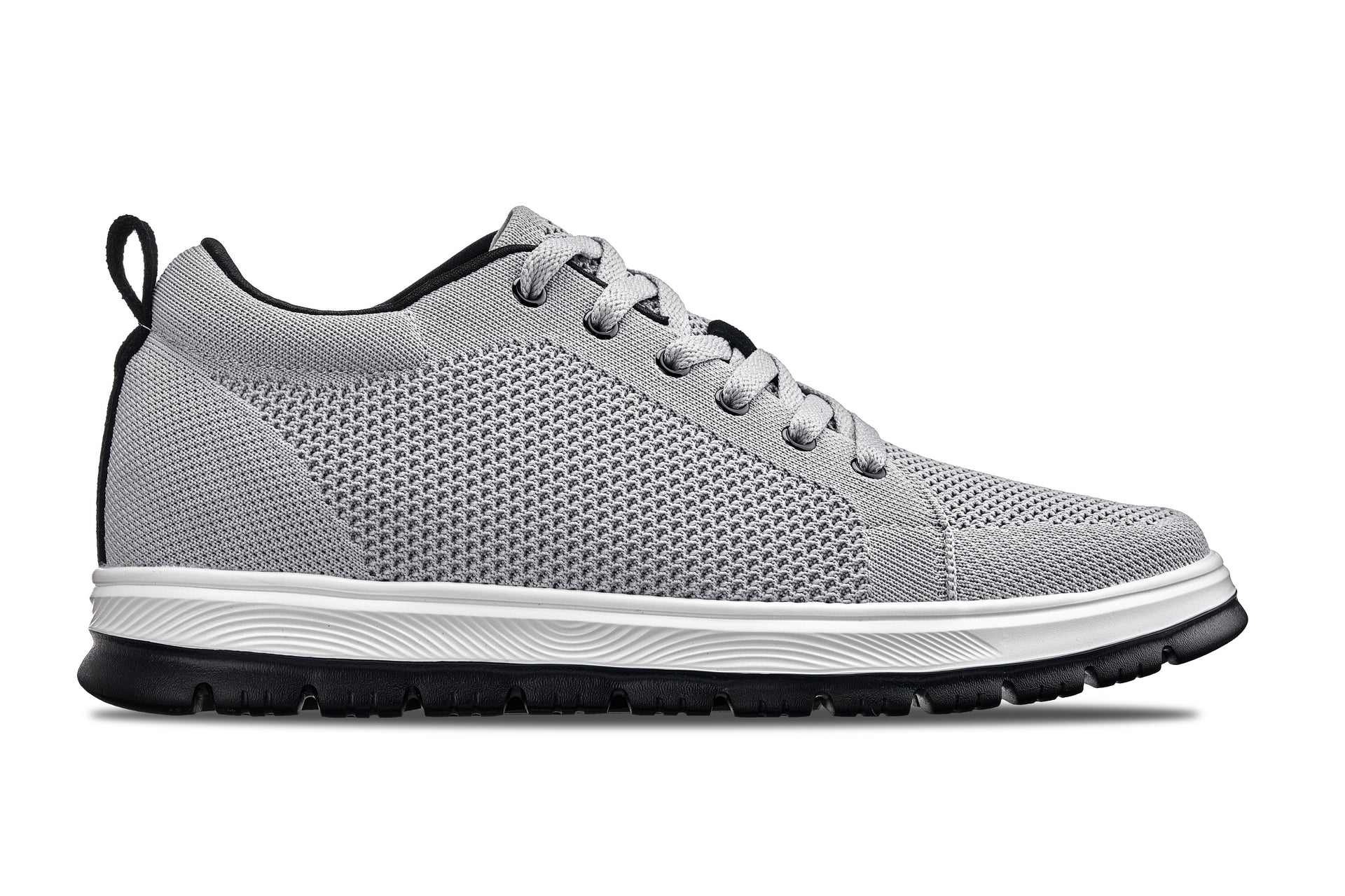 CALTO - X2324 - 2.4 Inches Taller (Pewter Grey/White & Black Sole) - Lace Up Casual Sneaker - Lightweight - Triathlete Store