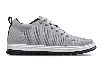 CALTO - X2324 - 2.4 Inches Taller (Pewter Grey/White & Black Sole) - Lace Up Casual Sneaker - Lightweight - Triathlete Store