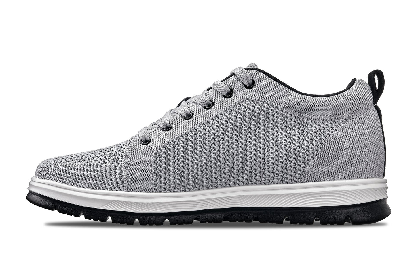 CALTO - X2324 - 2.4 Inches Taller (Pewter Grey/White & Black Sole) - Lace Up Casual Sneaker - Lightweight - Triathlete Store