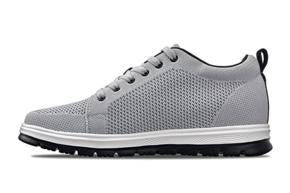 CALTO - X2324 - 2.4 Inches Taller (Pewter Grey/White & Black Sole) - Lace Up Casual Sneaker - Lightweight - Triathlete Store