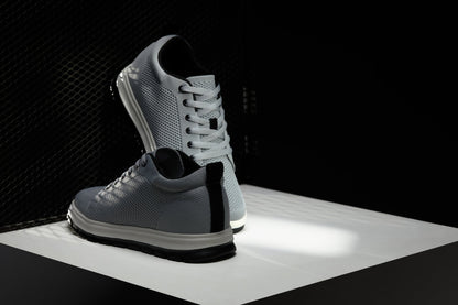 CALTO - X2324 - 2.4 Inches Taller (Pewter Grey/White & Black Sole) - Lace Up Casual Sneaker - Lightweight - Triathlete Store