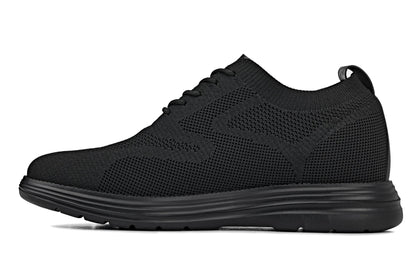 CALTO - X2631 - 2.8 Inches Taller (Black/Black Sole) - Lace Up Casual Walker - Lightweight - Triathlete Store