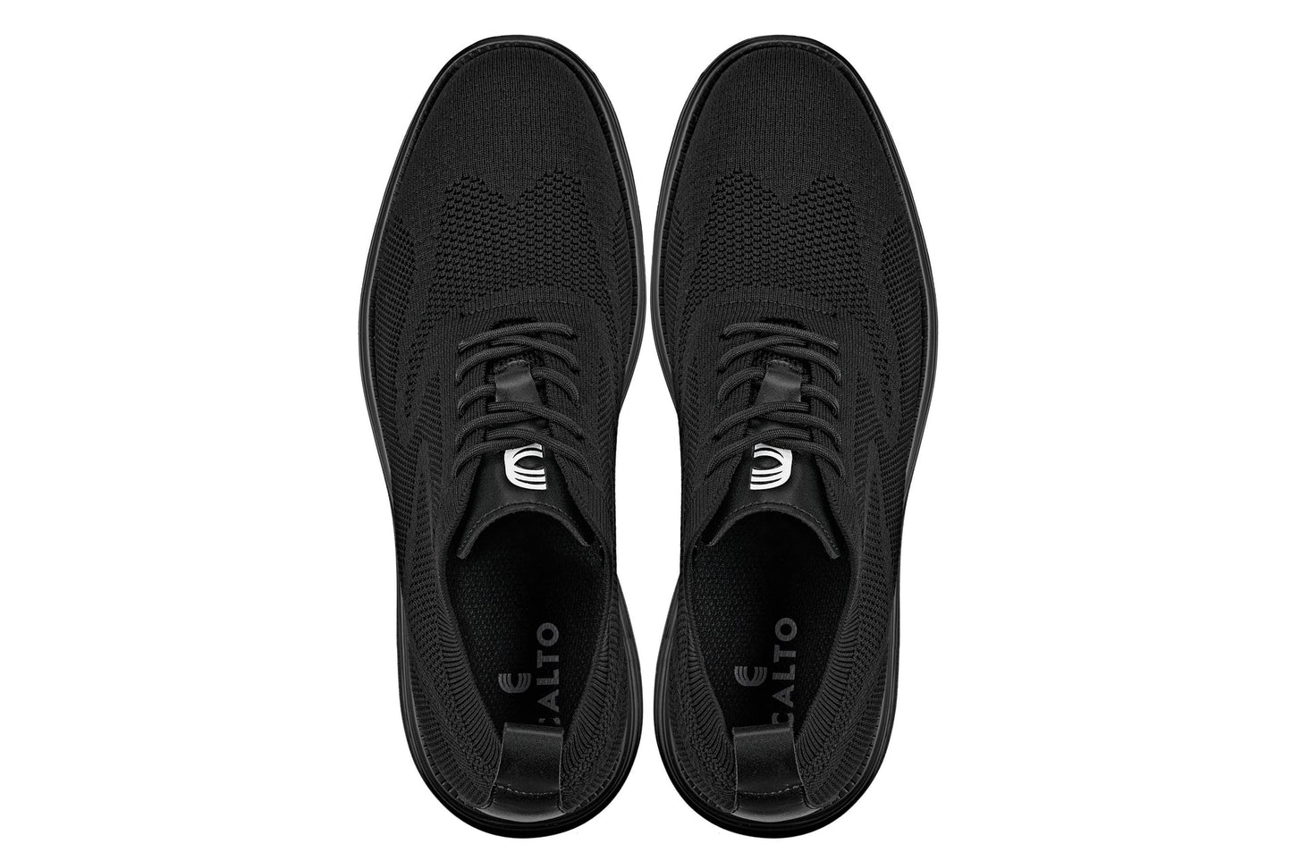 CALTO - X2631 - 2.8 Inches Taller (Black/Black Sole) - Lace Up Casual Walker - Lightweight - Triathlete Store