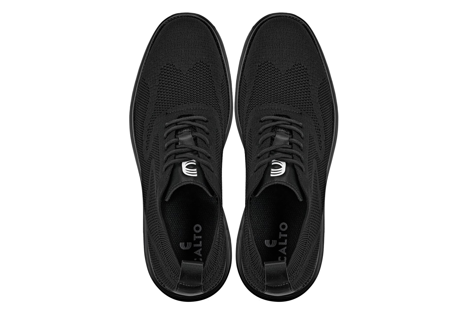 CALTO - X2631 - 2.8 Inches Taller (Black/Black Sole) - Lace Up Casual Walker - Lightweight - Triathlete Store