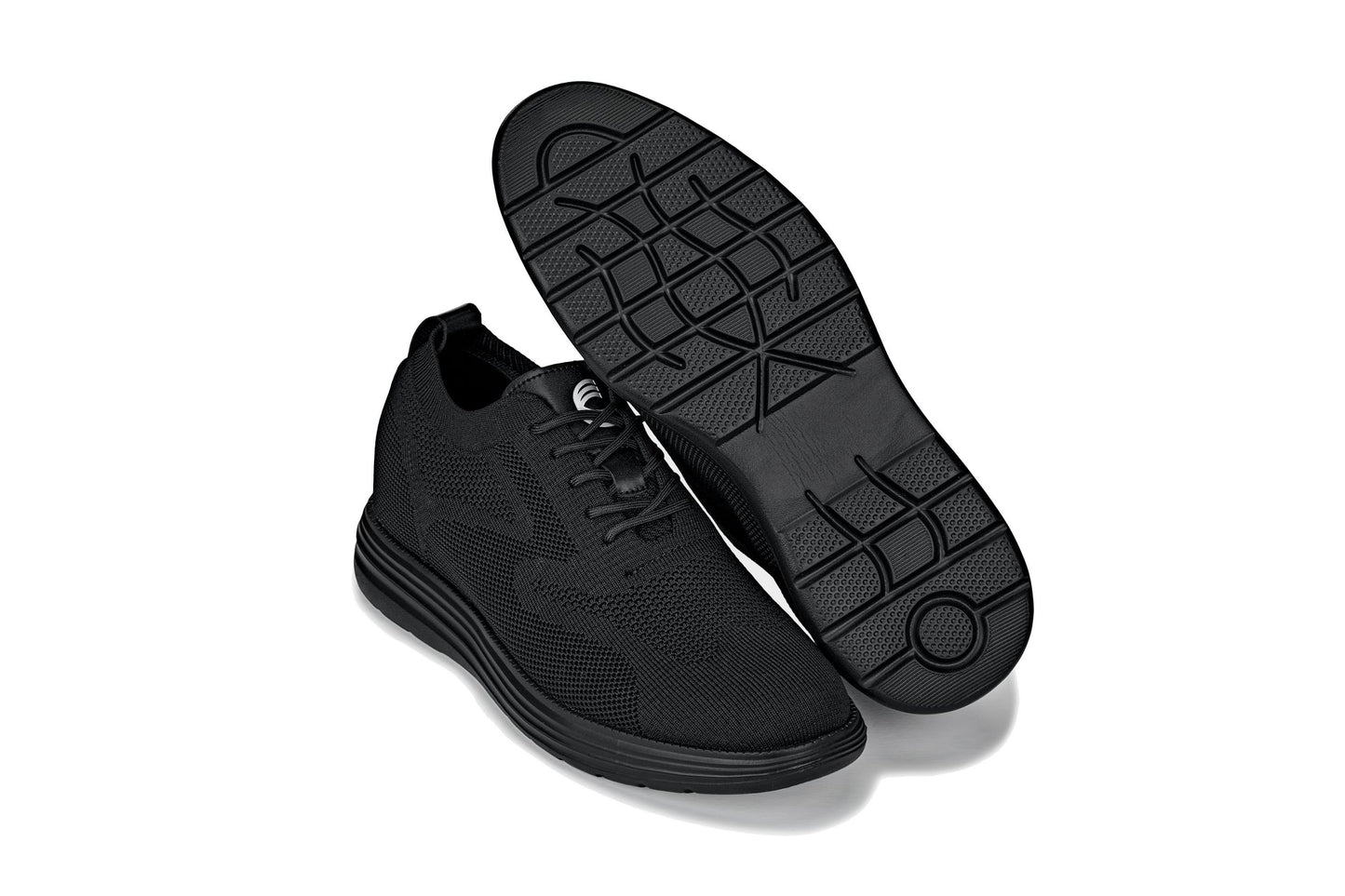 CALTO - X2631 - 2.8 Inches Taller (Black/Black Sole) - Lace Up Casual Walker - Lightweight - Triathlete Store