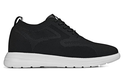 CALTO - X2632 - 2.8 Inches Taller (Black/White Sole) - Lace Up Casual Walker - Lightweight - Triathlete Store