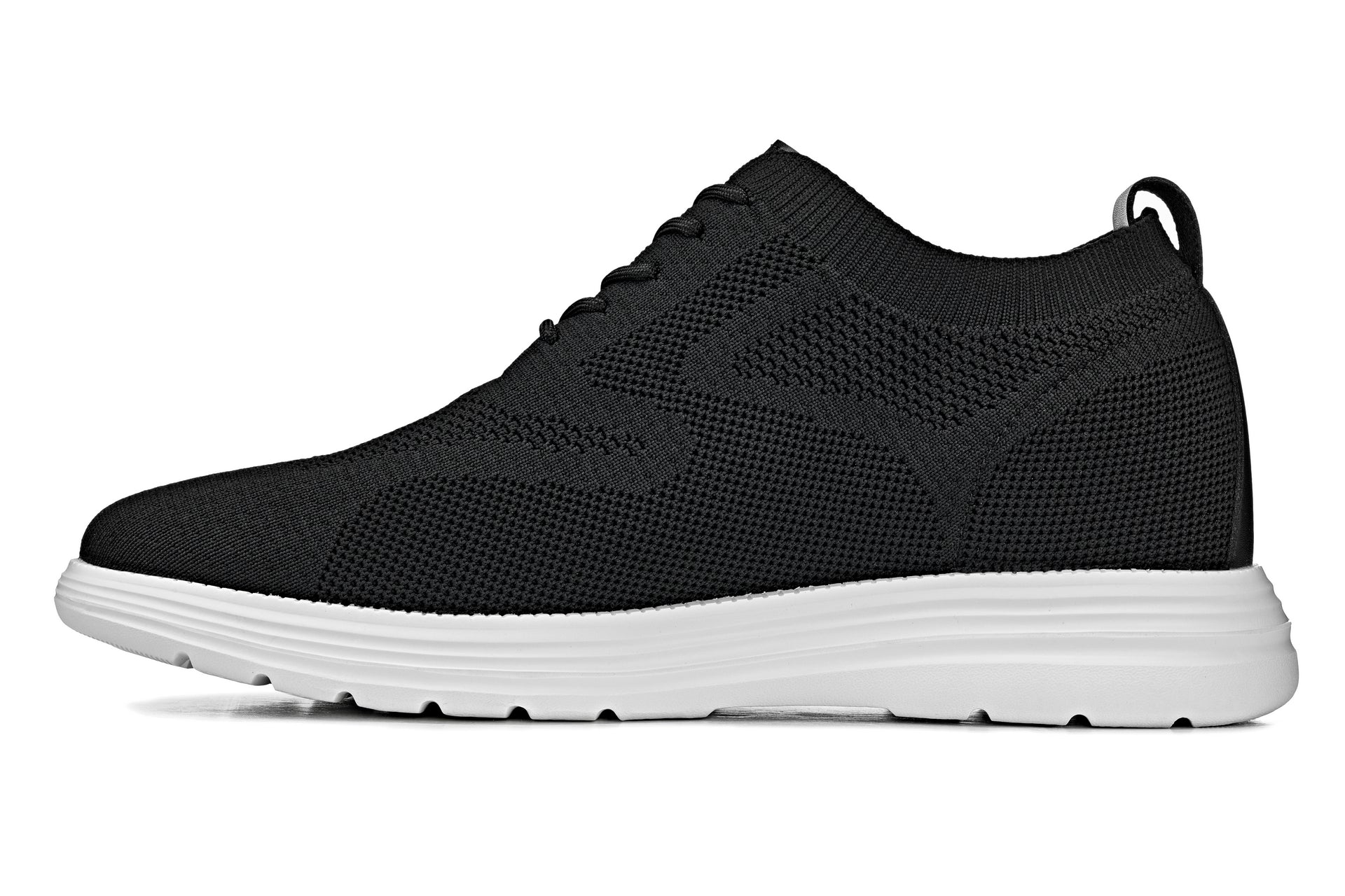 CALTO - X2632 - 2.8 Inches Taller (Black/White Sole) - Lace Up Casual Walker - Lightweight - Triathlete Store