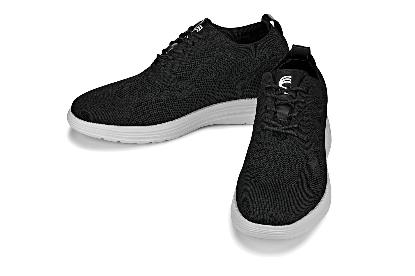 CALTO - X2632 - 2.8 Inches Taller (Black/White Sole) - Lace Up Casual Walker - Lightweight - Triathlete Store