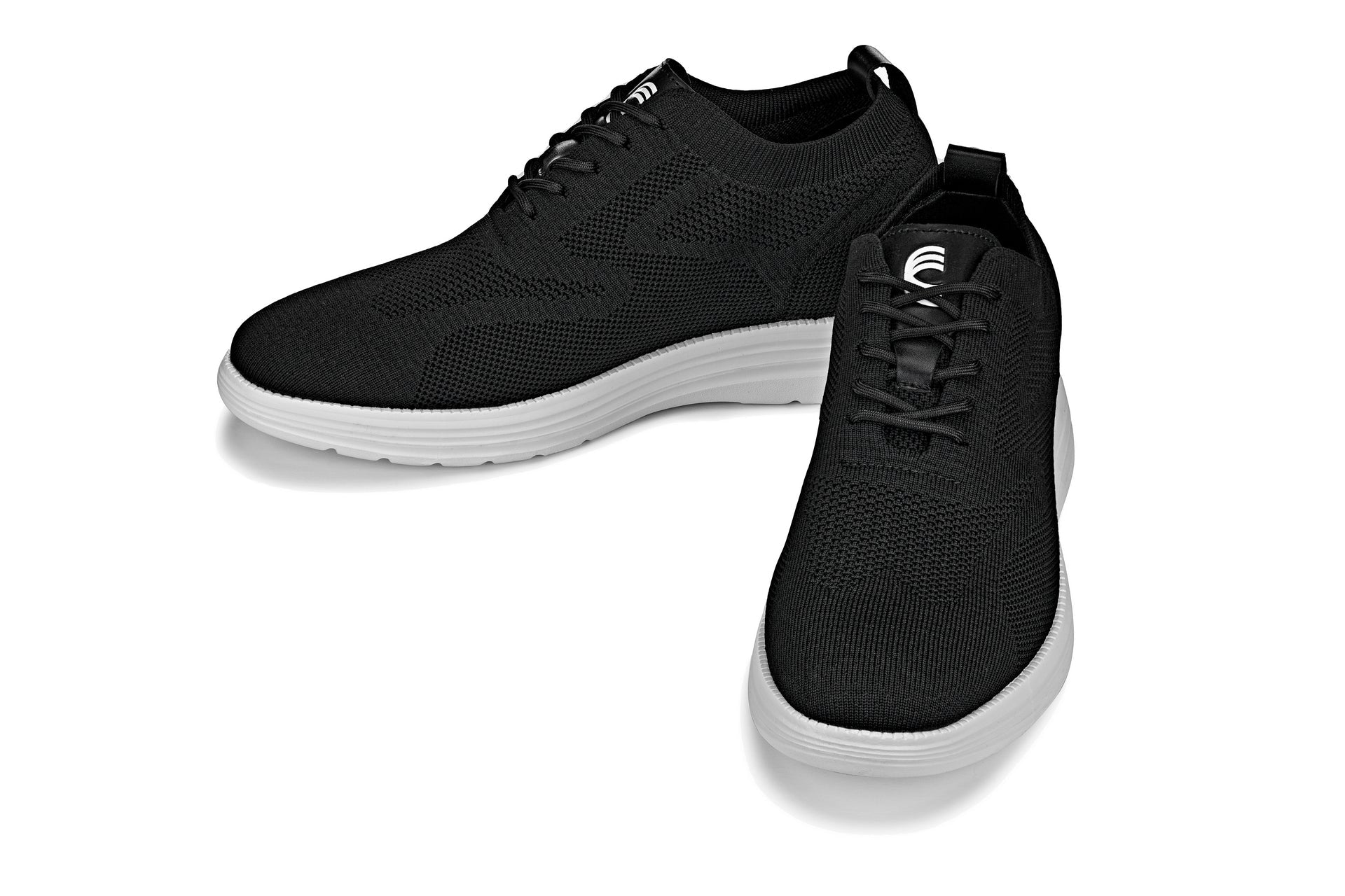 CALTO - X2632 - 2.8 Inches Taller (Black/White Sole) - Lace Up Casual Walker - Lightweight - Triathlete Store