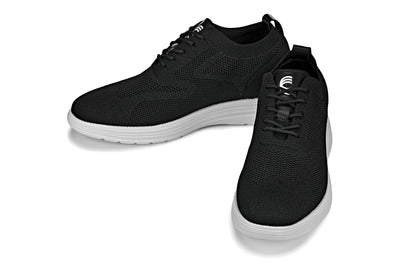 CALTO - X2632 - 2.8 Inches Taller (Black/White Sole) - Lace Up Casual Walker - Lightweight - Triathlete Store