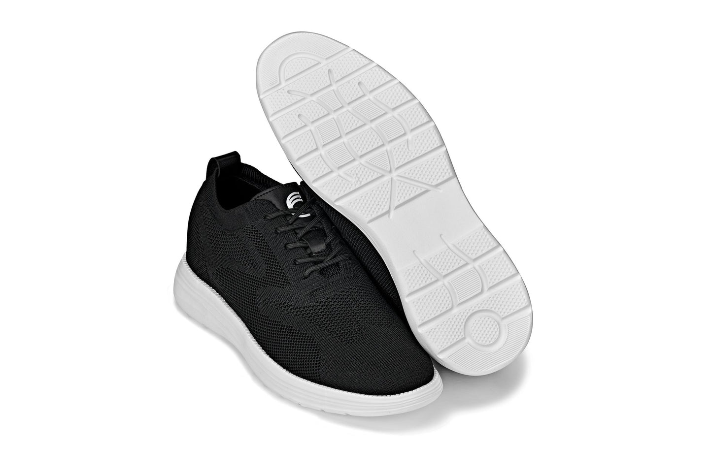 CALTO - X2632 - 2.8 Inches Taller (Black/White Sole) - Lace Up Casual Walker - Lightweight - Triathlete Store