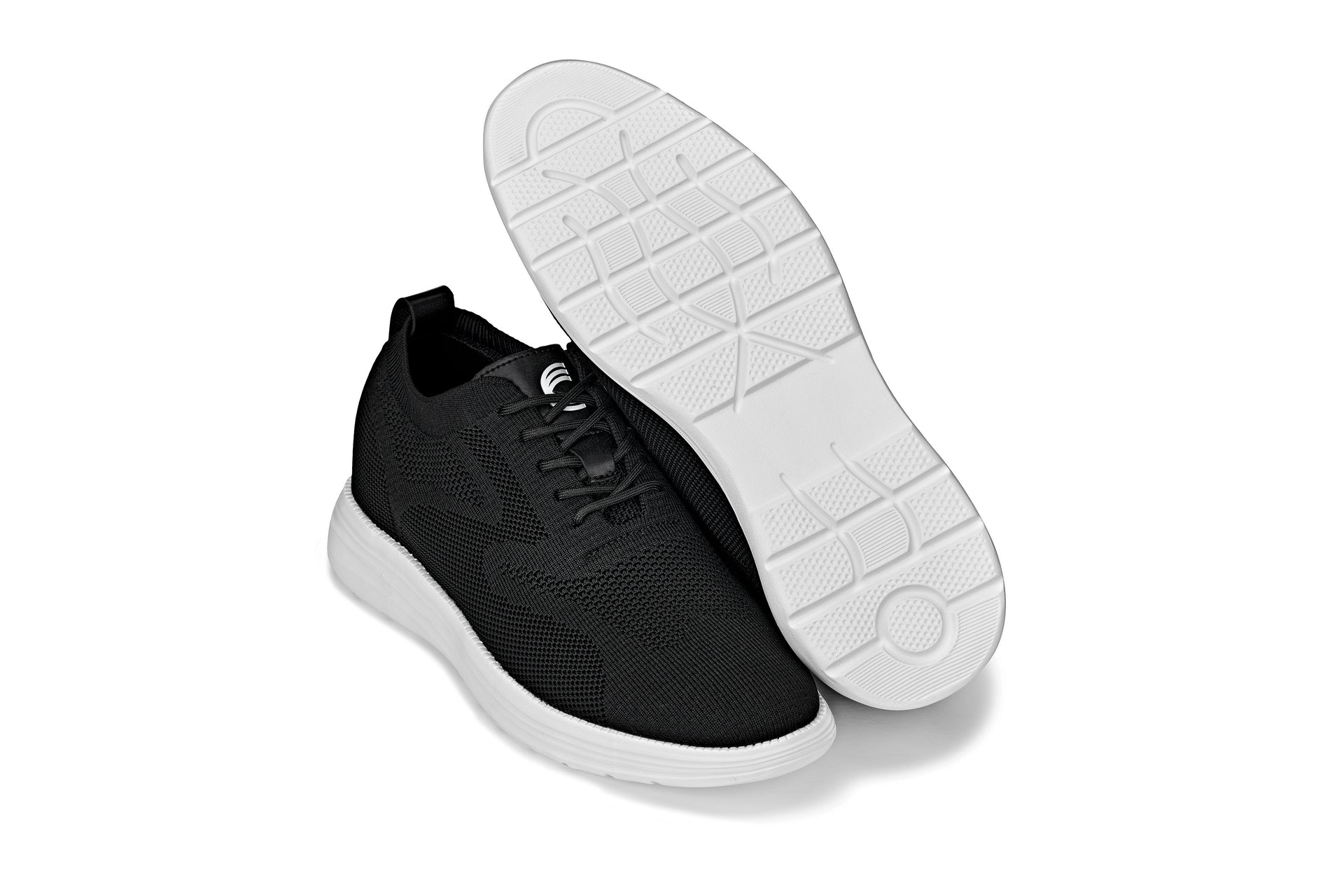 CALTO - X2632 - 2.8 Inches Taller (Black/White Sole) - Lace Up Casual Walker - Lightweight - Triathlete Store