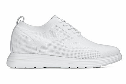 CALTO - X2633 - 2.8 Inches Taller (White) - Lace Up Casual Walker - Lightweight - Triathlete Store