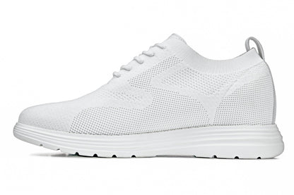 CALTO - X2633 - 2.8 Inches Taller (White) - Lace Up Casual Walker - Lightweight - Triathlete Store
