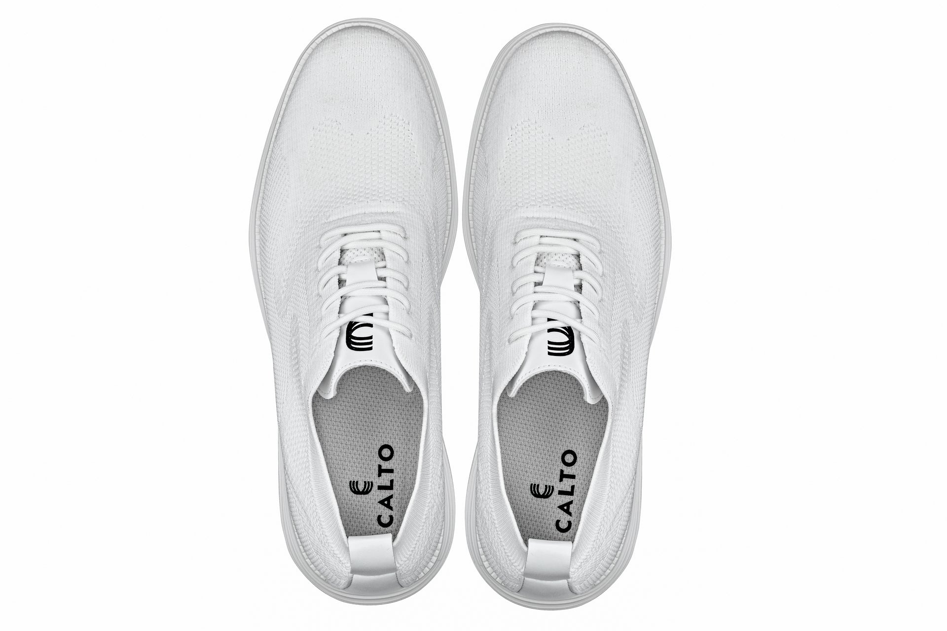 CALTO - X2633 - 2.8 Inches Taller (White) - Lace Up Casual Walker - Lightweight - Triathlete Store