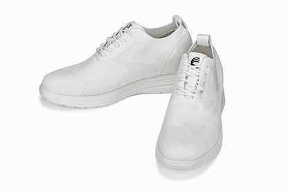 CALTO - X2633 - 2.8 Inches Taller (White) - Lace Up Casual Walker - Lightweight - Triathlete Store