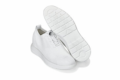 CALTO - X2633 - 2.8 Inches Taller (White) - Lace Up Casual Walker - Lightweight - Triathlete Store