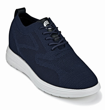 CALTO - X2634 - 2.8 Inches Taller (Night Blue) - Lace Up Casual Walker - Lightweight - Triathlete Store