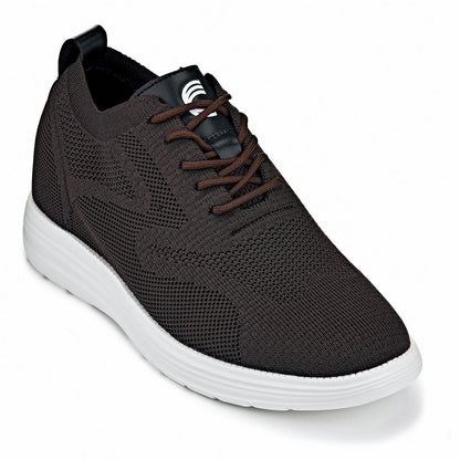 CALTO - X2635 - 2.8 Inches Taller (Coffee Brown) - Lace Up Casual Walker - Lightweight - Triathlete Store