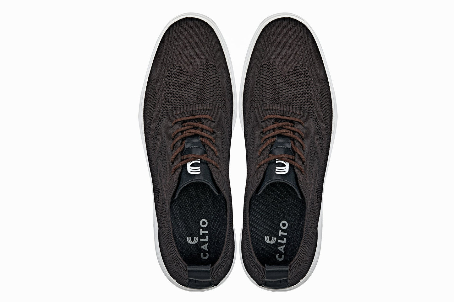CALTO - X2635 - 2.8 Inches Taller (Coffee Brown) - Lace Up Casual Walker - Lightweight - Triathlete Store