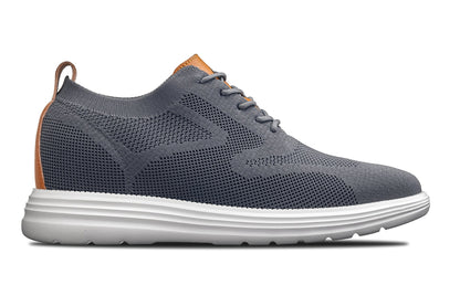 CALTO - X2636 - 2.8 Inches Taller (Iron Grey/Brown) - Lace Up Casual Walker - Lightweight - Triathlete Store
