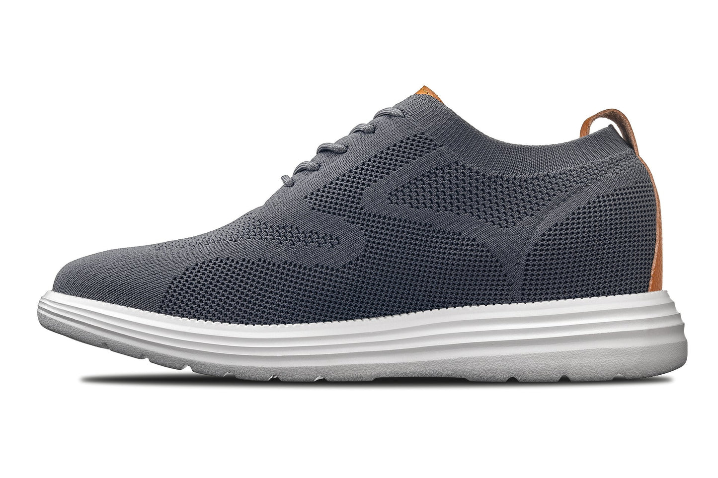 CALTO - X2636 - 2.8 Inches Taller (Iron Grey/Brown) - Lace Up Casual Walker - Lightweight - Triathlete Store