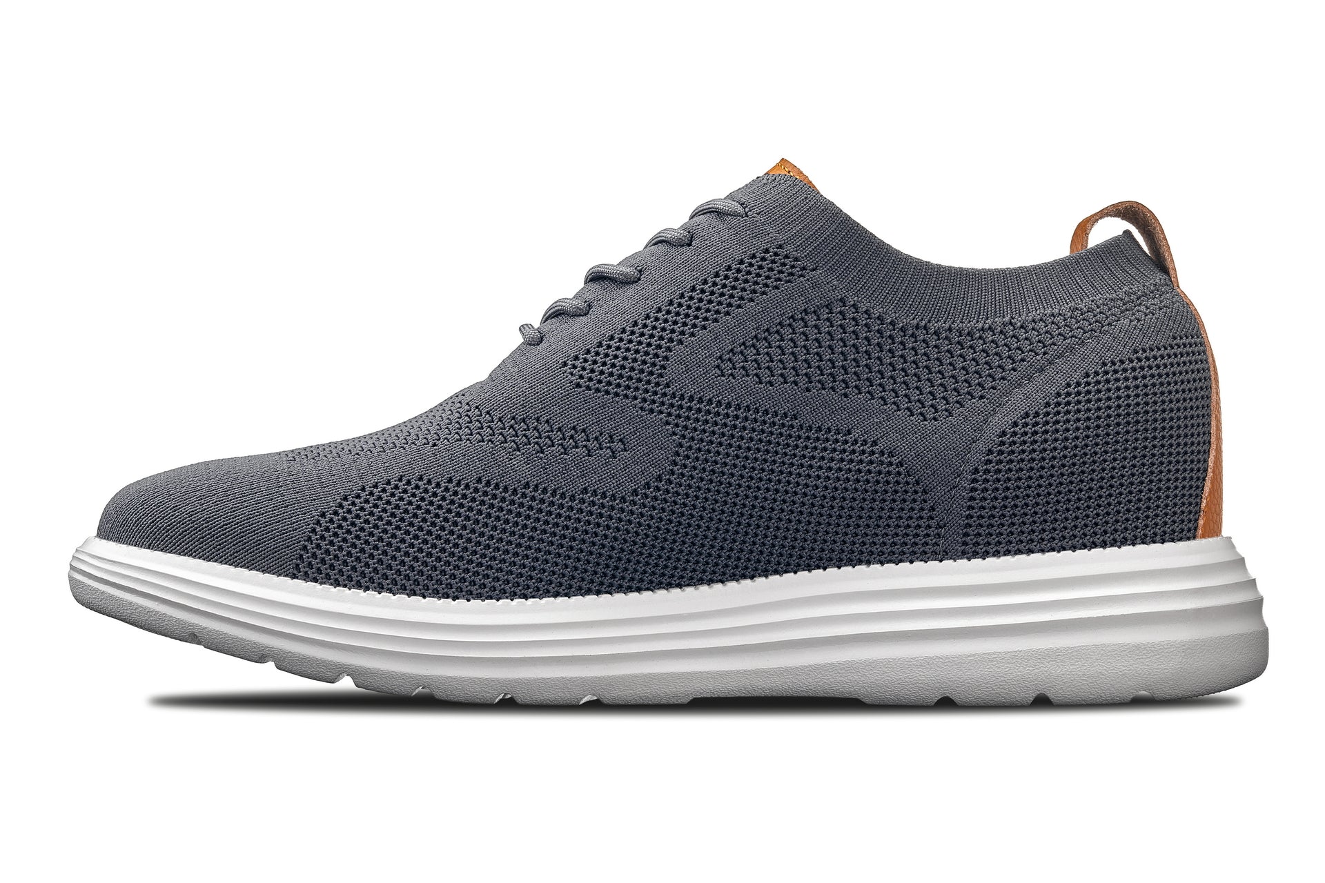 CALTO - X2636 - 2.8 Inches Taller (Iron Grey/Brown) - Lace Up Casual Walker - Lightweight - Triathlete Store