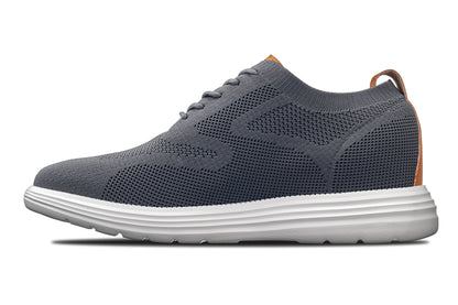 CALTO - X2636 - 2.8 Inches Taller (Iron Grey/Brown) - Lace Up Casual Walker - Lightweight - Triathlete Store