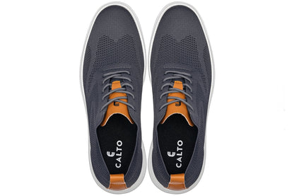CALTO - X2636 - 2.8 Inches Taller (Iron Grey/Brown) - Lace Up Casual Walker - Lightweight - Triathlete Store