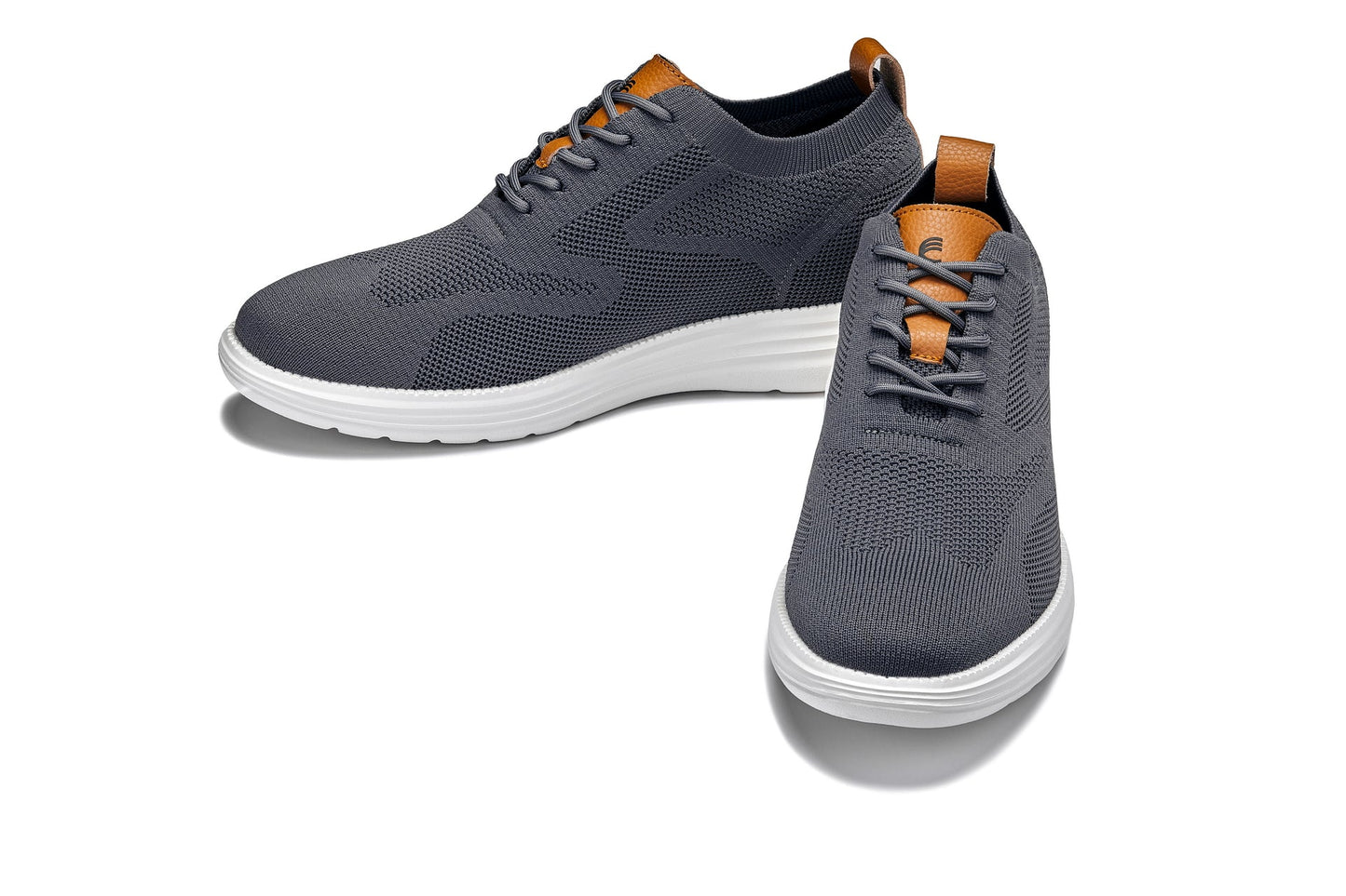 CALTO - X2636 - 2.8 Inches Taller (Iron Grey/Brown) - Lace Up Casual Walker - Lightweight - Triathlete Store
