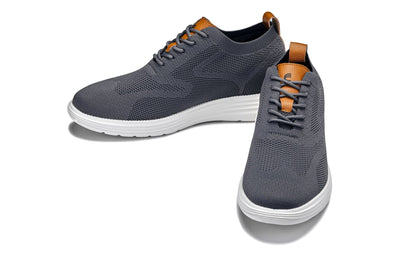 CALTO - X2636 - 2.8 Inches Taller (Iron Grey/Brown) - Lace Up Casual Walker - Lightweight - Triathlete Store