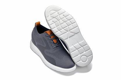 CALTO - X2636 - 2.8 Inches Taller (Iron Grey/Brown) - Lace Up Casual Walker - Lightweight - Triathlete Store