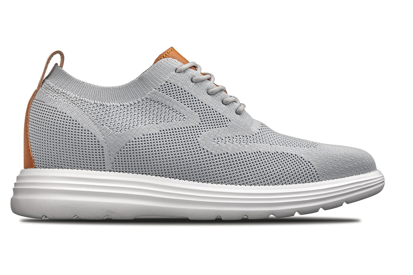 CALTO - X2637 - 2.8 Inches Taller (Pewter Grey/Brown) - Lace Up Casual Walker - Lightweight - Triathlete Store