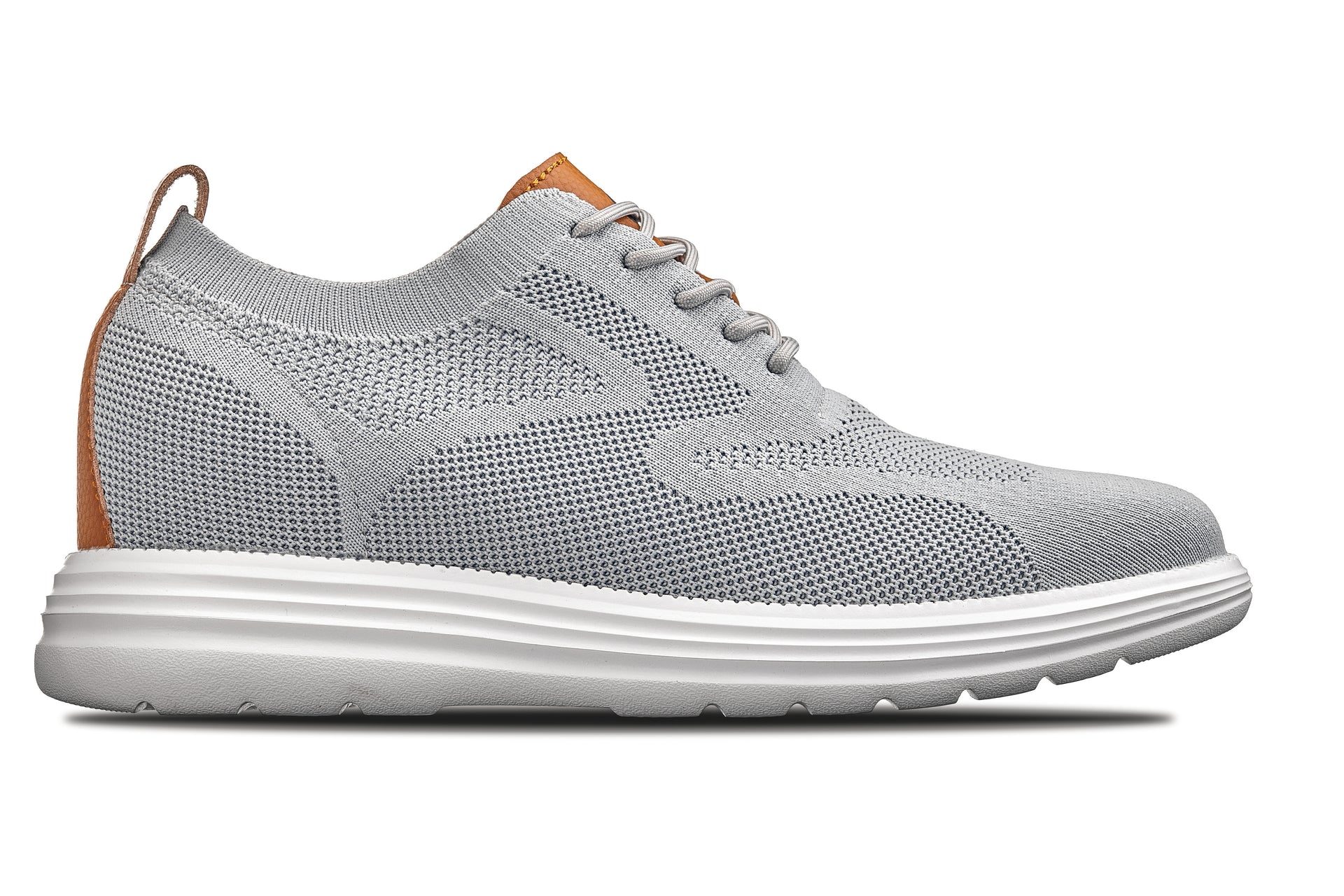 CALTO - X2637 - 2.8 Inches Taller (Pewter Grey/Brown) - Lace Up Casual Walker - Lightweight - Triathlete Store