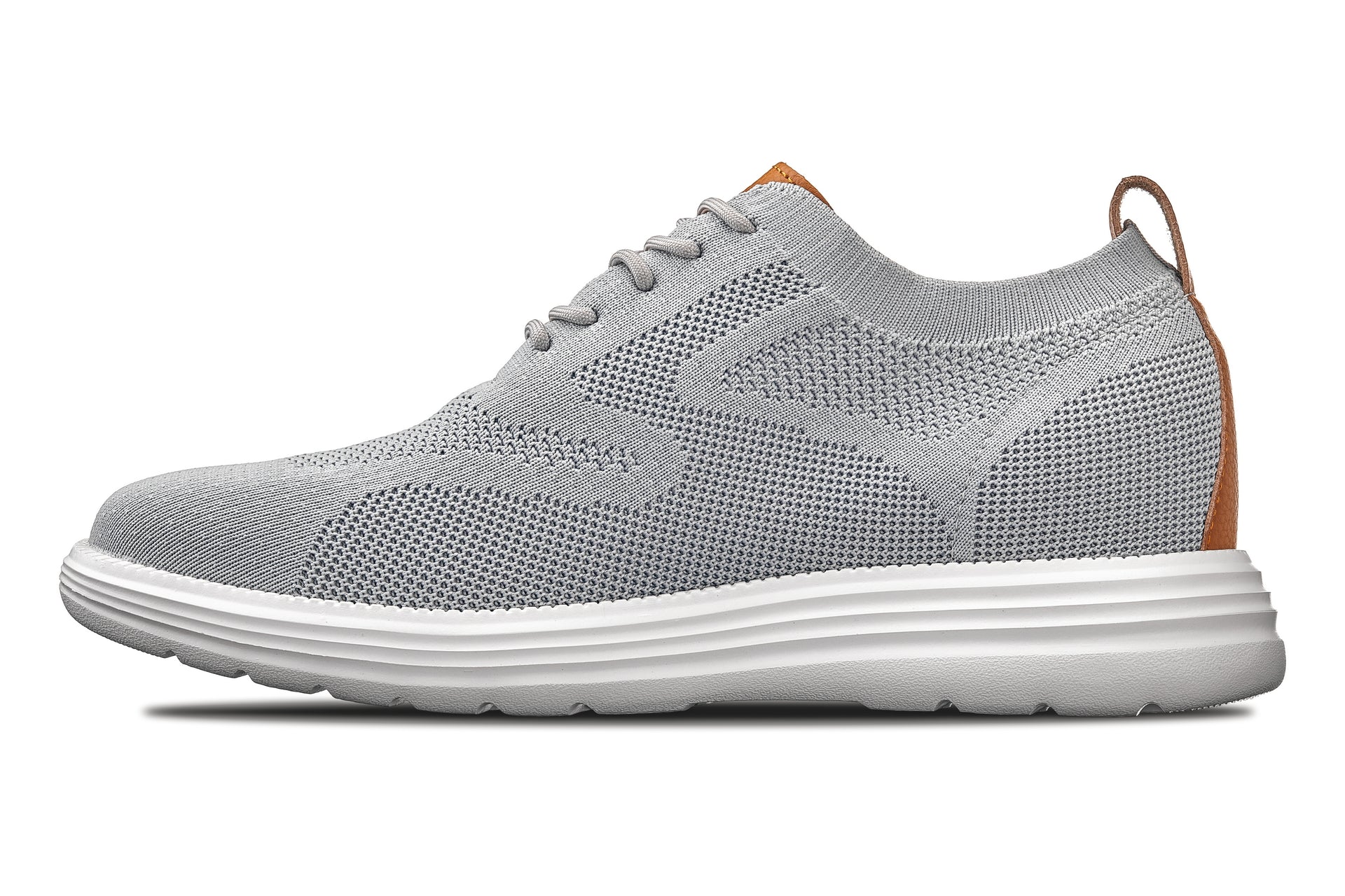 CALTO - X2637 - 2.8 Inches Taller (Pewter Grey/Brown) - Lace Up Casual Walker - Lightweight - Triathlete Store