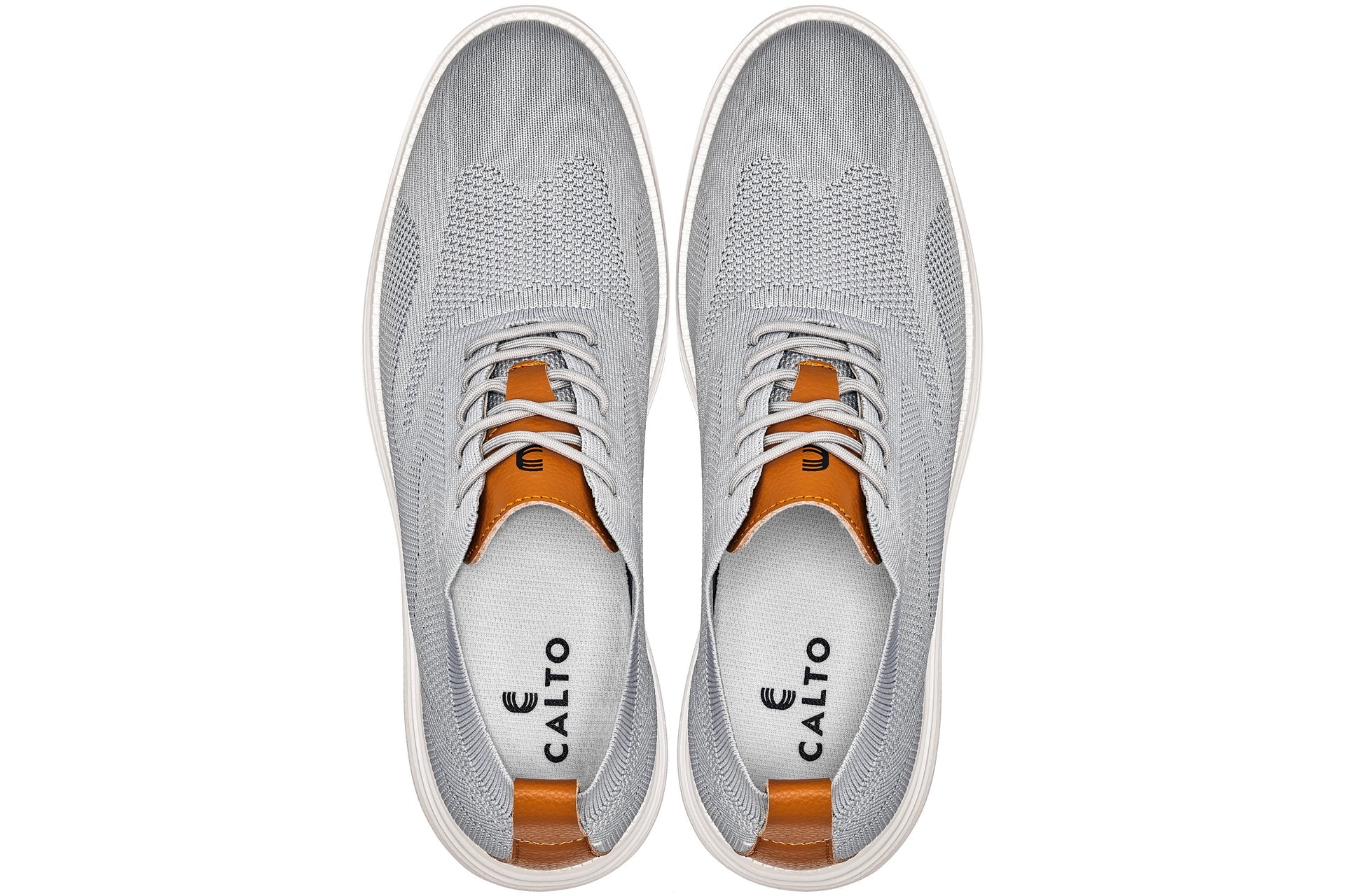 CALTO - X2637 - 2.8 Inches Taller (Pewter Grey/Brown) - Lace Up Casual Walker - Lightweight - Triathlete Store