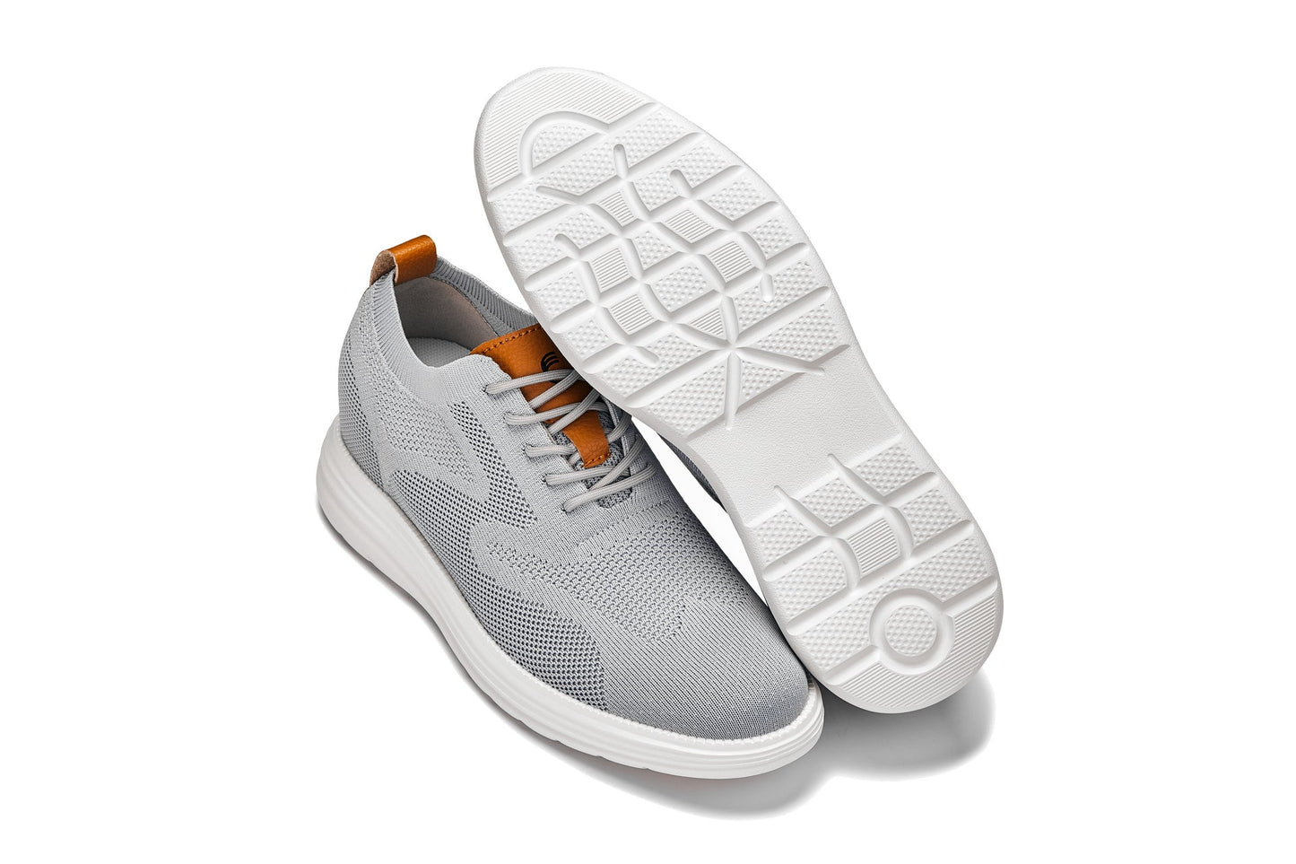 CALTO - X2637 - 2.8 Inches Taller (Pewter Grey/Brown) - Lace Up Casual Walker - Lightweight - Triathlete Store