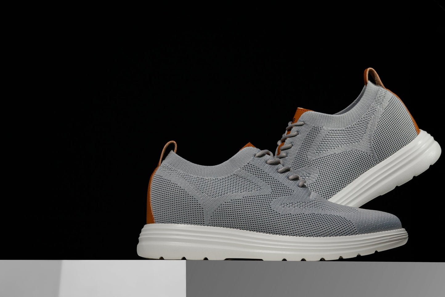 CALTO - X2637 - 2.8 Inches Taller (Pewter Grey/Brown) - Lace Up Casual Walker - Lightweight - Triathlete Store
