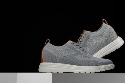 CALTO - X2637 - 2.8 Inches Taller (Pewter Grey/Brown) - Lace Up Casual Walker - Lightweight - Triathlete Store