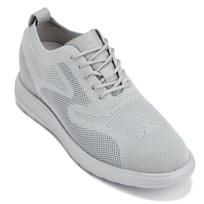 CALTO - X2640 - 2.8 Inches Taller (Pewter/Light Grey Sole) - Lace Up Casual Walker - Lightweight - Triathlete Store